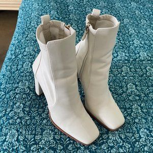Faux Leather White Boots